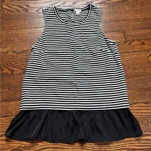 J.Crew Striped Sleeveless Peplum Top Black White Size XS